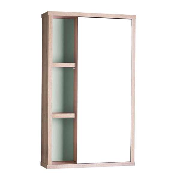 Armário Com Espelho Para Banheiro Milano Carvalho E Verde Men