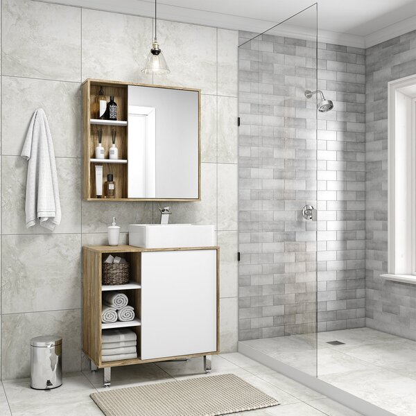 Armário Conjunto De Banheiro Com Gabinete, Cuba E Espelheira