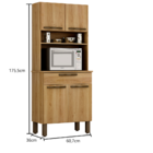 Armario Cozinha 4 Portas Turim Salleto Carvalho