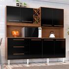 Armário Cozinha 7 Portas 3 Gavetas Natura Preto Ajax Zanzini