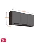 Armário Cozinha Aéreo Bertolini Estilo 3 Portas 1,20 Grafite