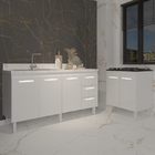 Armário Cozinha Balcão Gabinete De Pia 160 Cm Estela E Balcão