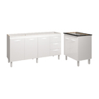 Armário Cozinha Balcão Gabinete De Pia 160 Cm Estela E Balcão