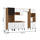 Armário Cozinha Compacta 6 Peças Atenas Amêndola Branco