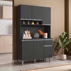 Armário Cozinha Compacta 6 Portas 105cm Cinza Fosco