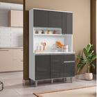 Armário Cozinha Compacta 6 Portas Marcia 105cm Branco Cinza 1