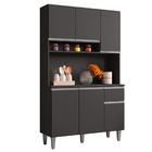 Armário Cozinha Compacta 6 Portas Marcia 105cm Cinza Ajl Móve