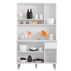 Armário Cozinha Compacta 6 Portas Marcia 105cm Preto Ajl Móve