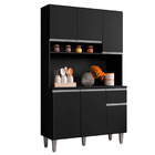 Armário Cozinha Compacta 6 Portas Marcia 105cm Preto Ajl Móve