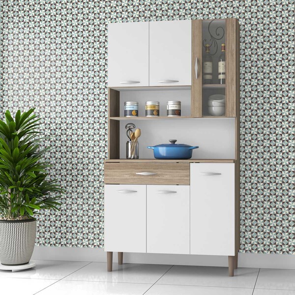 Armário Cozinha Compacta Golden Nogal/white/ Nogal 6 Portas 1