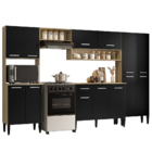 Armário Cozinha Completa Arizona Plus Carvalho Com Preto Carr