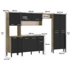 Armário Cozinha Completa Arizona Plus Carvalho Com Preto Carr