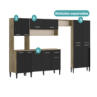 Armário Cozinha Completa Arizona Plus Carvalho Com Preto Carr