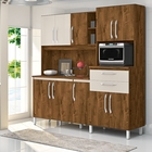 Armário Cozinha Completa Kit Rubi 10 Portas Malbec Camurça