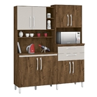 Armário Cozinha Completa Kit Rubi 8 Portas Malbec Camurça