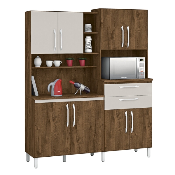 Armário Cozinha Completa Rubi 8 Portas Malbec Camurça | Leroy Merlin