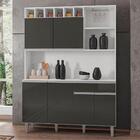 Armário Cozinha Completo Robin Branco Cinza 6 Portas