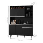 Armário Cozinha Completo Robin Preto 6 Portas