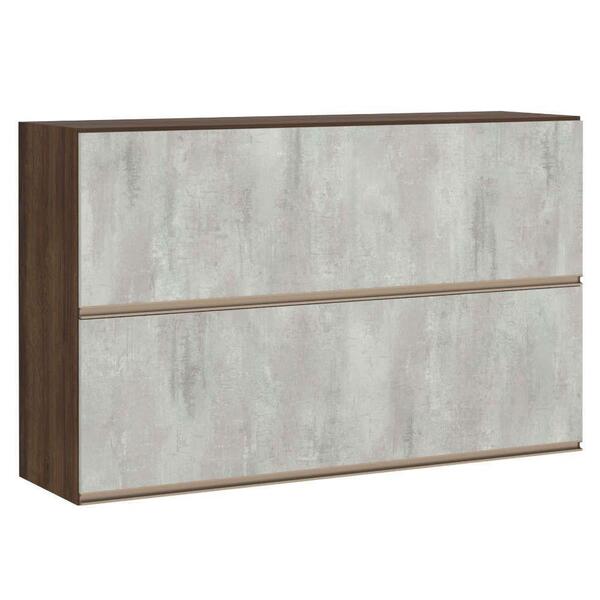 Armário Cozinha Duplo 120 Cm 2 Portas Dourado Com Concreto