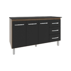 Armário Cozinha Gabinete De Pia 160 Cm Estela Savana Preto E