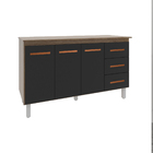 Armário Cozinha Gabinete De Pia 160 Cm Estela Savana Preto E