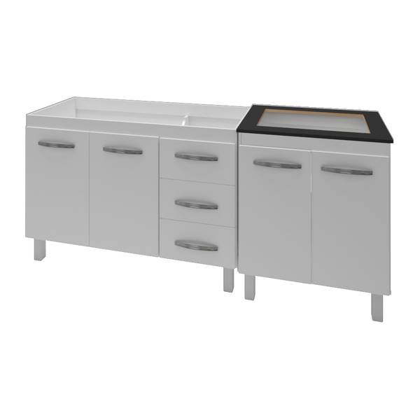 Armário Cozinha Gabinete Pia De 120 Cm Bianca Com Balcão Cook