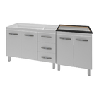 Armário Cozinha Gabinete Pia De 120 Cm Bianca Com Balcão Cook