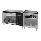 Armário Cozinha Gabinete Pia De 120 Cm Bianca Preto Com Balcã