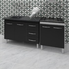 Armário Cozinha Gabinete Pia De 120 Cm Bianca Preto Com Balcã