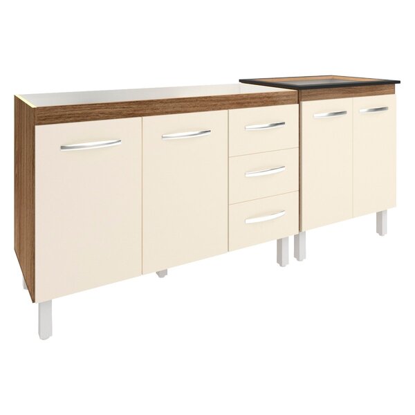 Armário Cozinha Gabinete Pia De 120 Cm Bruna E Balcão Fran Pa