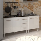 Armário Cozinha Gabinete Pia De 120 Cm Bruna E Balcão Fran Pa