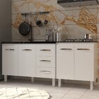 Armário Cozinha Gabinete Pia De 120 Cm Bruna E Balcão Fran Pa