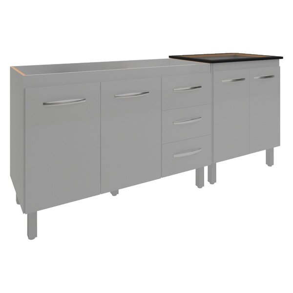 Armário Cozinha Gabinete Pia De 120 Cm Bruna E Balcão Fran Pa