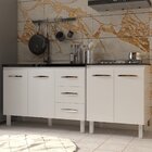 Armário Cozinha Gabinete Pia De 120 Cm Bruna E Balcão Fran Pa