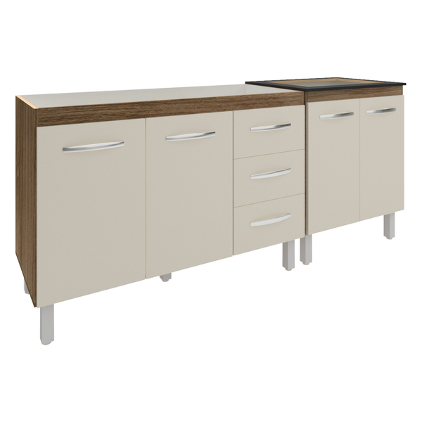 Armário Cozinha Gabinete Pia De 120 Cm Bruna E Balcão Fran Pa