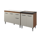 Armário Cozinha Gabinete Pia De 120 Cm Com Balcão Cooktop 4 B