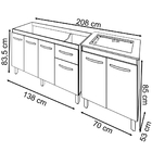 Armário Cozinha Gabinete Pia De 140 Cm Camile Com Balcão Cook