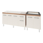 Armário Cozinha Gabinete Pia De 140 Cm Camile Com Balcão Cook