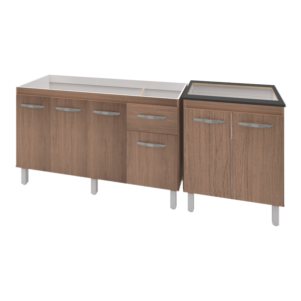 Armário Cozinha Gabinete Pia De 140 Cm Camile Com Balcão Cook