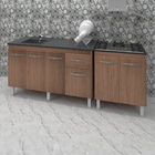 Armário Cozinha Gabinete Pia De 140 Cm Camile Com Balcão Cook