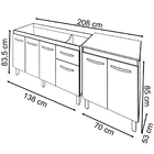Armário Cozinha Gabinete Pia De 140 Cm Camile Com Balcão Mult