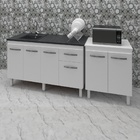 Armário Cozinha Gabinete Pia De 140 Cm Camile Com Balcão Mult