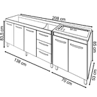 Armário Cozinha Gabinete Pia De 140 Cm Carina Com Balcão Cook