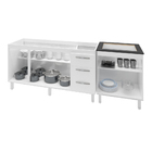 Armário Cozinha Gabinete Pia De 140 Cm Carina Com Balcão Cook
