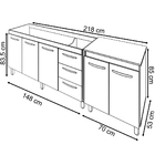 Armário Cozinha Gabinete Pia De 150 Cm Diana Com Balcão Multi