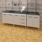 Armário Cozinha Gabinete Pia De 160 Cm Emily Com Balcão Cookt