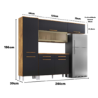 Armário Cozinha Girassol 7 Portas 2gav Pés Reguláveis