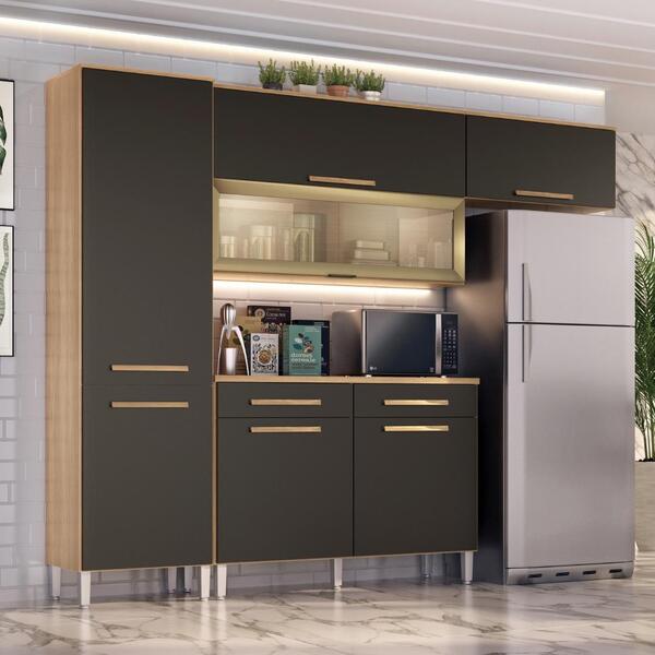 Armário Cozinha Girassol 7 Portas 2gav Pés Reguláveis