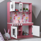 Armário Cozinha Infantil Lux Branco Rosa