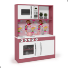 Armário Cozinha Infantil Lux Branco Rosa